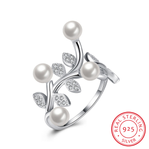 Pear and Flower Shape Pure Silver Ring 925 Sterling Silver Women Jewelry