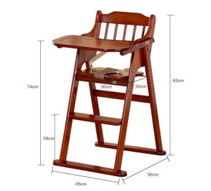 Wooden Baby High Chair with Foldable Design