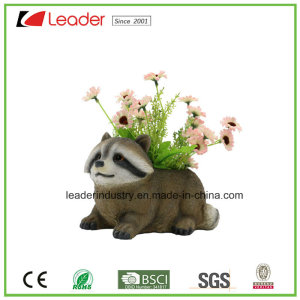 Hot-Sale Resin Raccoon Statue Flower Pot for Home and Garden Decoration